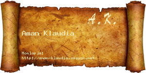 Aman Klaudia névjegykártya